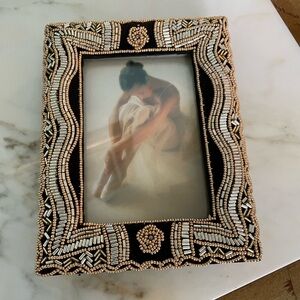 Beaded Black and Gold Picture Frame